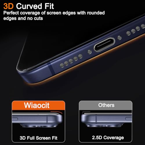 Image of Wiaocit 3 Pack Tempered Glass Screen Protector for iPhone 17 Pro Max, 9H Hardness, Bubble Free, Case Friendly