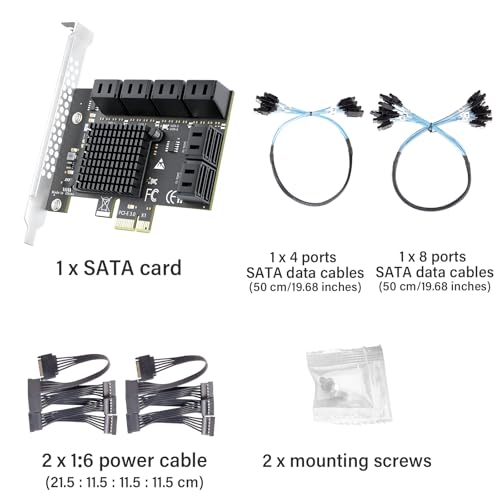 Image of 12-Port SATA Expansion Card (PCIe 3.0 x1 to 6Gbps SATA Card), Compatible with Windows /Mac /Linux /NAS