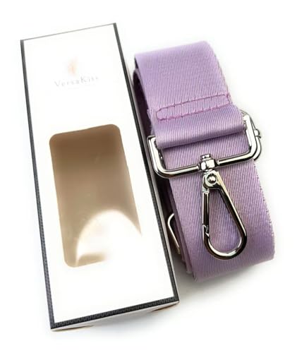 Image of Lavender Purple Purse Strap with Silver Hardware 1-1 /2 Inch Wide Solid Color Replacement Crossbody Guitar Style Shoulder Strap for Handbags Totes