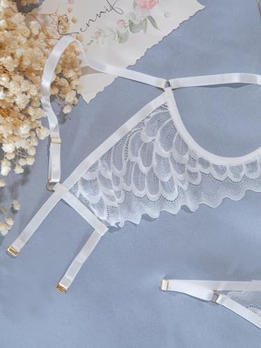 Image of Lilosy Sexy Underwire Floral Lace Sheer Lingerie Set for Women See Through Bra and Panty 2 Piece