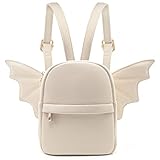 Prime Original Women Fashion Mini Backpack Purse | Detachable Bat Angel Wing Shoulder Bag (Beige)