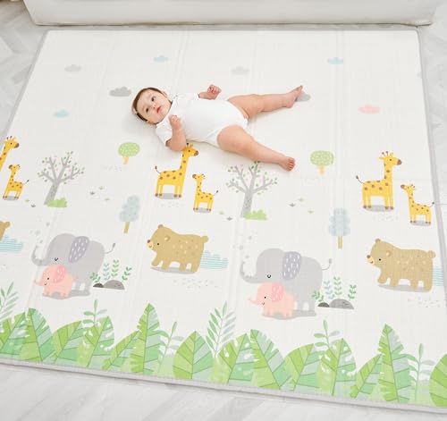 SUPERBE BEBE Alfombra Gateo Infantil Impermeable, Reversible y Plegable 180x200x1,5cm. Certificado CE. Esterilla Bebe Ideal para la habitación del niño o la niña. Gran Formato Regalo Bebe