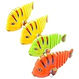 Toyvian Kids Bath Toys 4Pcs Bathtub Fish Toys Plastic Wind- up Swimming Animals Swing Fish Clockwork Game Shower Playthings for Baby Kids Children Toddler Party Gifts Random Color Infant Bath Toys