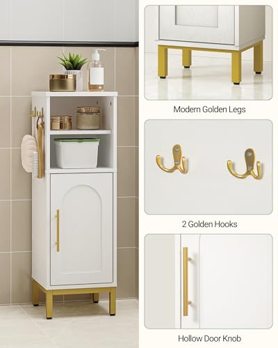 Bathroom-Storage-Cabinet-Corner-Floor-Cabinet-with-Door-Shelves-2Hooks-Small-Narrow-Storage-Organizer-Toilet-Paper-Cabinet-for-Small-Space-White Bathroom Storage Cabinet Corner Floor Cabinet with Door Shelves 2Hooks Small Narrow Storage Organizer Toilet Paper Cabinet for Small Space White