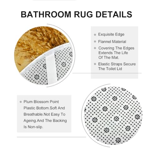 Rideau de douche blé rustique vintage doré lavable avec tapis de bain - 6