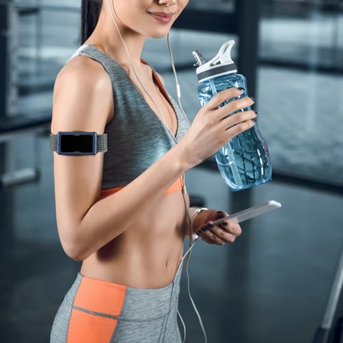 Image of Nylon Band Compatible with Amazfit Helio Fitness Tracker Strap, Adjustable Breathable Arm /Ankle Strap with Quick Release & Secure Hook-and-Loop Closure (Black Gray)