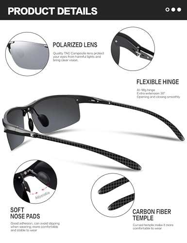 Image of BIRCEN Carbon-Fiber Polarized Sunglasses for Men: 0.74 oz & UV Protection
