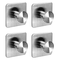 Ambrosya® | Exclusive adhesive robe hook made of stainless steel | Bathroom Dishcloth Hook Holder Bracket Towel Hook Rack Rail Coat Hooks (Stainless Steel (Brushed), 4 x 1)