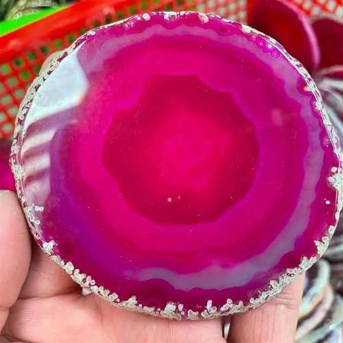 Red Crystal Agate Slab Geode Slice Coaster Ornaments (Size : 2pcs) Gemstone Stone