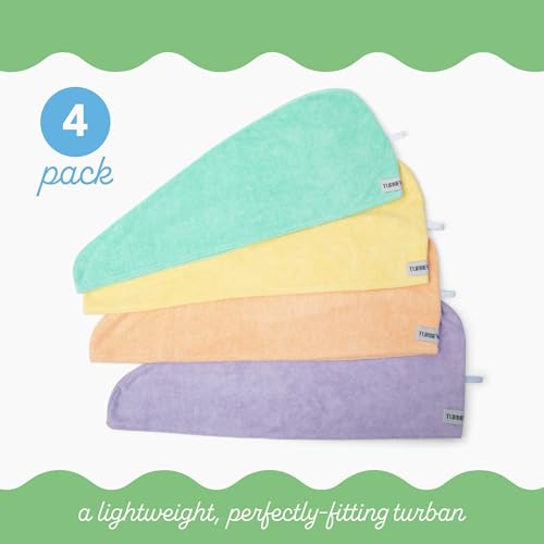 Image of Turbie Twist 4-Pack Microfiber Hair Towel for Beauty, Travel, Gifting - Hair Wrap Turban for Straight, Wavy & Curly Hair - Premium Personal Care - Bermuda, Purple, Lilac & Lemon