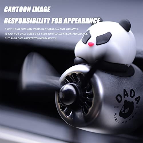 Image of Car fragrance diffuser pilot air outlet fragrance diffuser cartoon rotating fan leaf perfume cute cartoon shape perfume air freshener with 2 fragrances (panda)