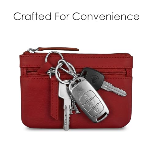 Image of ili New York Leather Mini Compact Coin Purse - Red