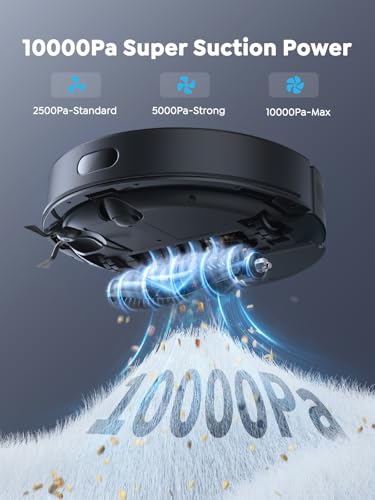 Robot Vacuum Cleaner with Mop, 10000Pa Suction, 3.5L Self-Empty Station, Lidar Navigation Robot Vacuum, 180 Mins Runtime, App/Voice Control, Robotic Vacuums for Hard Floor, Carpet, Pet Hair, E20 - Image 4