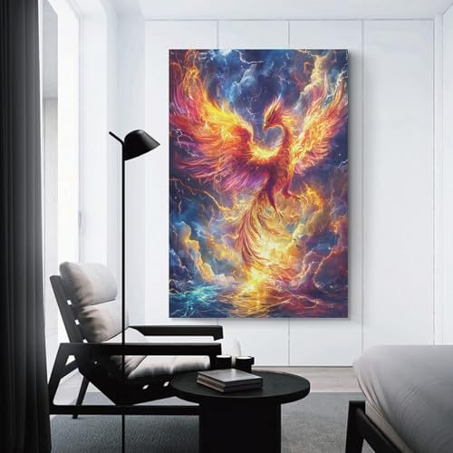 Cuadros de fénix sobre lienzo premium TNSGHAVED con acabado artístico texturizado de 50x75 cm 3