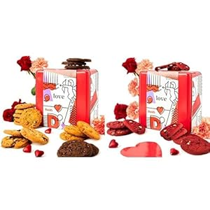 David’s Love Sweet Duo – Assorted Cookies in a Beautiful Love Tin 2Lbs + Melt In Your Mouth Red Velvet Cookies in a Love-Themed Tin 2Lbs Indulge In Sweet Delights For Valentine’s And Every Occasion