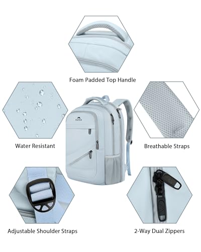 Image of MATEIN 18 Inch Laptop Backpack for Women, TSA Approved Laptop Rucksack Large Capacity 50 L, Anti Theft Backpack with Comfortable Shoulder Straps for College Work Travel, Haze Blue