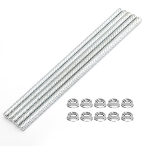 HENGBIRD 5 varillas roscadas M8 × 200 mm de acero inoxidable con 10 tuercas de brida, varillas roscadas DIN 975 para trabajos de taller, montaje de muebles y fabricación industrial
