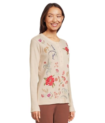 Johnny was Women's Mixed Media Henley Thermal2