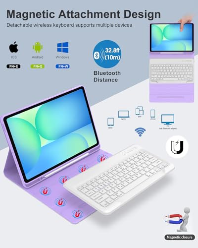 Image of Keyboard Case for Samsung Galaxy Tab S10 Ultra / S9 Ultra / S8 Ultra 14.6 inch, Smart Magnetic Detachable Wireless Bluetooth Keyboard, Slim Protective Folio Case with S Pen Holder, Auto Sleep /Wake