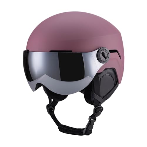 Alomejor Casco para Deportes de Nieve, Casco de esquí para Hombres y Mujeres, de Bicicleta para Adultos con Mayor Seguridad y Comodidad para Snowboard, Loto Rosa, Blanco, Fibra de Carbono para