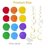 36 Pcs Rainbow Hanging Swirl Decorations Colorful Felt Swirl Streamer Spiral Ceiling Decorations Garland for Birthday Wedding Bridal Shower Baby Shower Carnival Fiesta Festival Party Supplies - Image 2