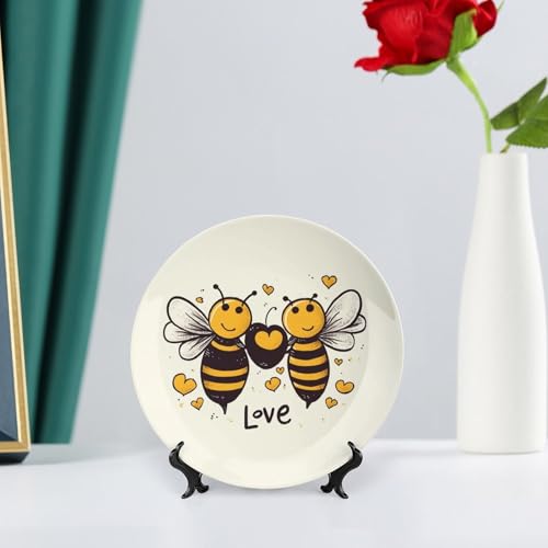 Plato decorativo de porcelana 6 pulgadas con soporte miniatura 6