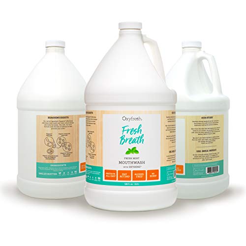 Oxyfresh Fresh Breath Fresh Mint Mouthwash â€“ Dentist Recommended for Long-Lasting Fresh Breath & Healthy Gums | Alcohol & Fluoride Free (1 Gal Bottle)
