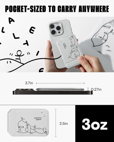 Image of MOFT Phone Tripod Stand Selfie Stick x Shantell Martin for iPhone, Multi-Angles iPhone Stand, Lightweight & Portable Phone Holder, Strong Magnets, MOVAS Vegan Leather, Misty Cove (Without Card Slot)