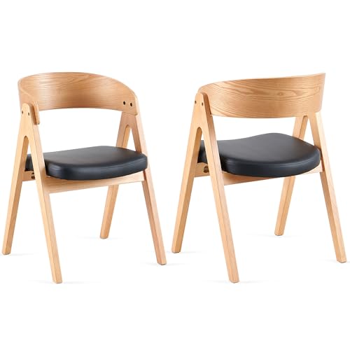 SQPFTW Wooden Dining Chairs Set of 2, Modern Barrel Dining