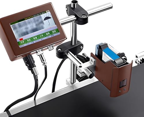 JMOUZHG Máquina de codificación de inyección de tinta de alta velocidad, impresora en línea de 25.4 mm para fechas de caducidad, números de serie y logotipos personalizados, solución de marcado