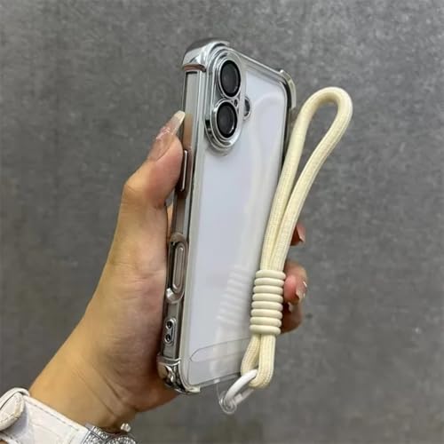 Coque iPhone 11 Pro Max anti-chute transparente avec cordon argenté de sécurité