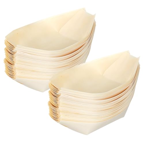COLLBATH 250 Piezas Platos de merienda para fiestas bandejas mini botes de madera de sushi Plato para servir sushi boscoso Beige