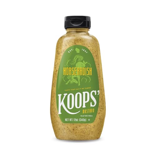 Koops' Horseradish Mustard – Bold and Zesty Horseradish Sauce, Gluten-Free, Kosher, Made in USA, From Quality Mustard Seeds – 12 Oz, Pack of 1