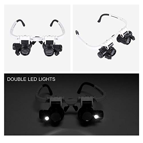 Lechnical Lupas de olhos binoculares Lupas de joias Estilo de Lupa Lupa com 2 luzes LED para joalhei