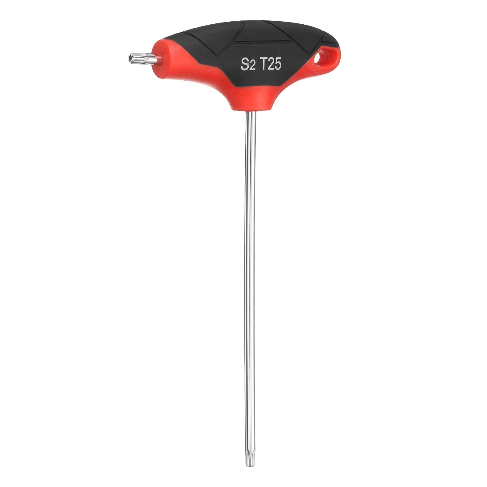 sourcing map T-Handle Torx Key Wrench T25 S2 Steel Dual End T-Key Wrench Torx Screwdriver Hex Keys Tool for Automotive Household Maintenance, Red Black