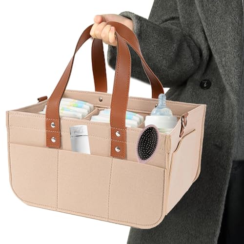 Genérico Bolsa de fieltro - material de fieltro, bolso de mamá de gran capacidad shorttail organizador de vivero de tote en shorttail | guardia, toallitas y essenti