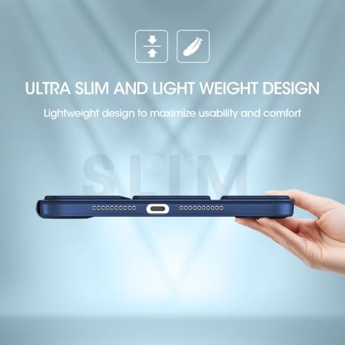 Image of ProCase Smart Case for iPad mini 7 A17 Pro 2024 /Mini 6 2021 8.3 inch -Navy | Slim iPad Mini 7th /6th Gen Case with Pencil Holder Hard Back Cover for iPad Mini 8.3 Inch 7th Gen /6th Gen