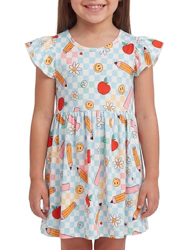 Image of Unique Baby Girls' Short Sleeve Everyday Printed Dresses for Kid and Toddler, Sizes 2T-12Y