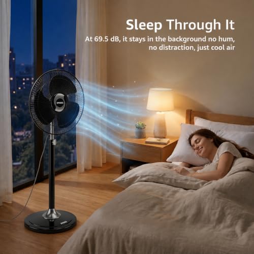 Image of SPINKS COPPER HIGH SPEED 2800 RPM Mark-1 16 Inches 400 MM Bullet Fan Pedestal Fan with Adjustable Height X-Flow Technology Heavy Base 5 Year Manufactured Warranty with Door Step Service Black
