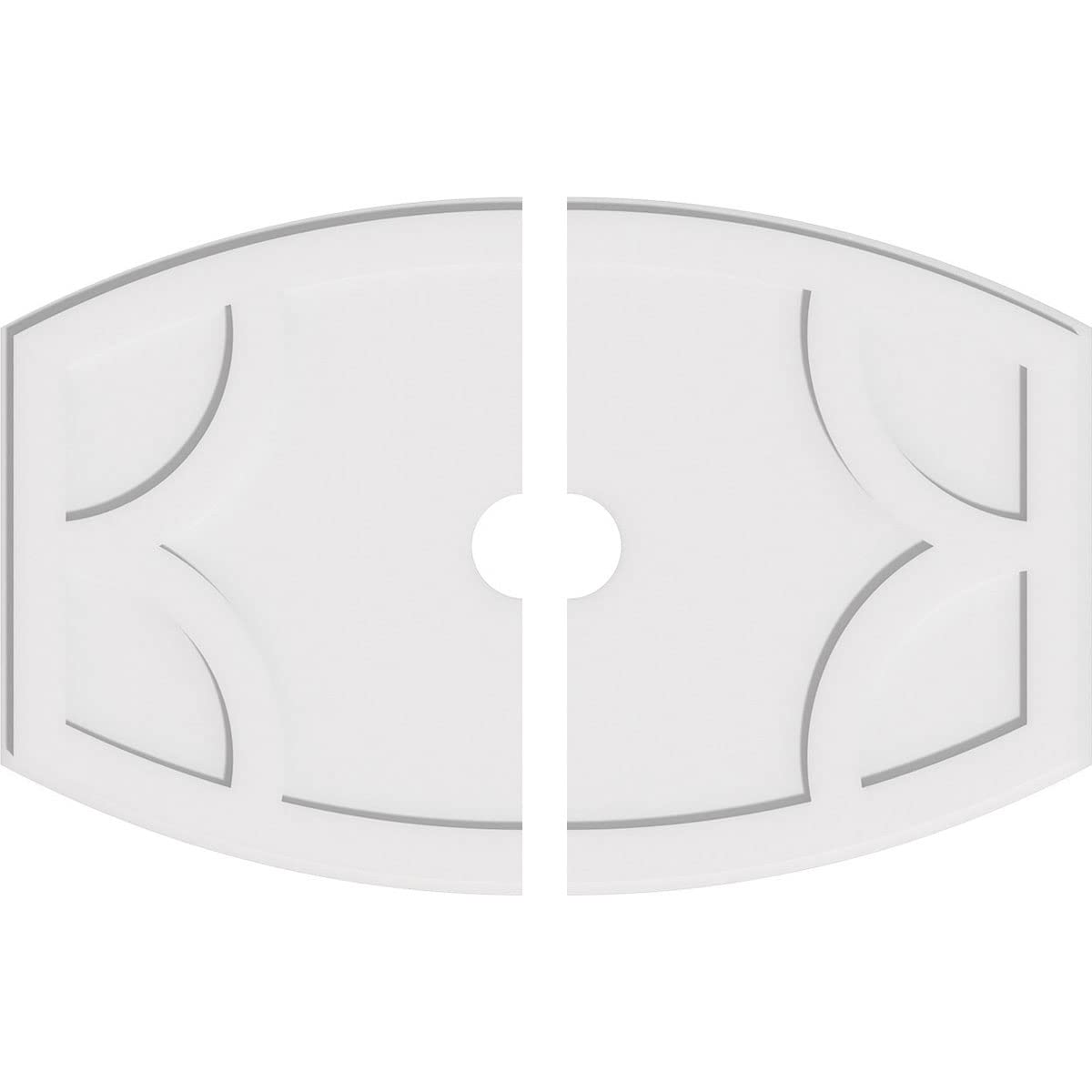Ekena Millwork CMP40X26KY2-04000 Kailey Architectural Grade PVC Contemporary, Two Piece Urethane Ceiling Medallions 40"W x 26 5/8"H x 4"ID x 21 1/2"C x 1"P