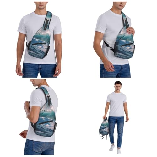 Bolso Cruzado Ocean Waves para Hombre y Mujer Negro miniatura 7