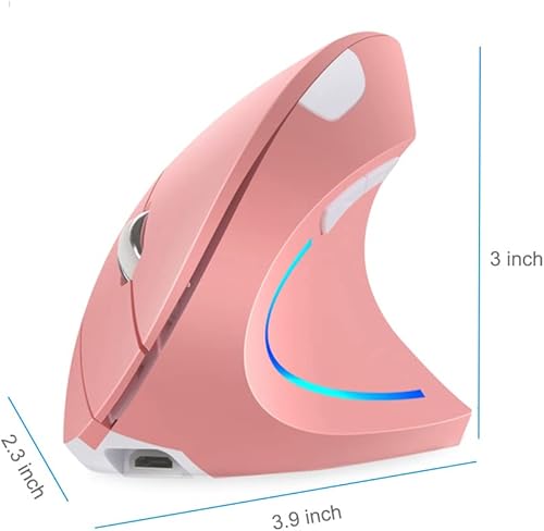 Miniatura 7 de Ratón vertical, para diestros 2.4 GHz, inalámbrico, ergonómico, recargable, vertical con 4 DPI ajustables 800120016002400, 6 botones, compatible con
