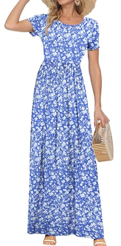 Image of AUSELILY Women's Classic Short Sleeve Loose Plain Casual Long Maxi Dresses for Women 2026