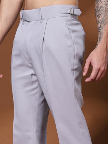 Image of Gurkha Pants for Men | Trouser for Men | Formal Pant | Single Buckle | Bell Bottom Trouser High Waist Pleated Casual Trousers | Flared Bottom Leg Pants for Office Smart Casual Travel Party