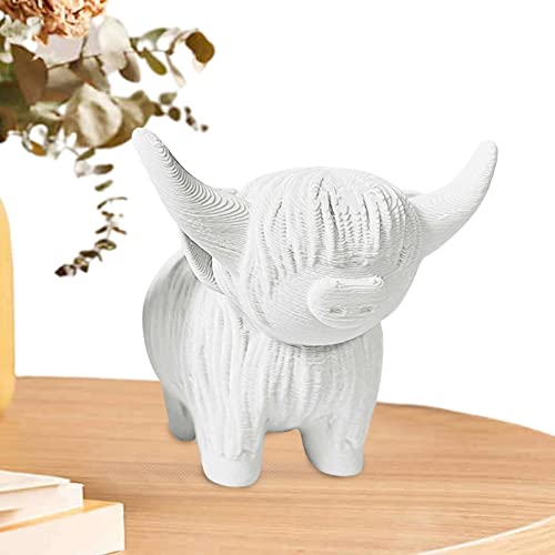 Figurine De Vache Highland Statue Décorative De Vache Highland En Résine Sculpture Réaliste D'ornement De Vache Highland Pour Bureau, Table À Manger De Chambre, Étagères, Figurines De Collection Cover