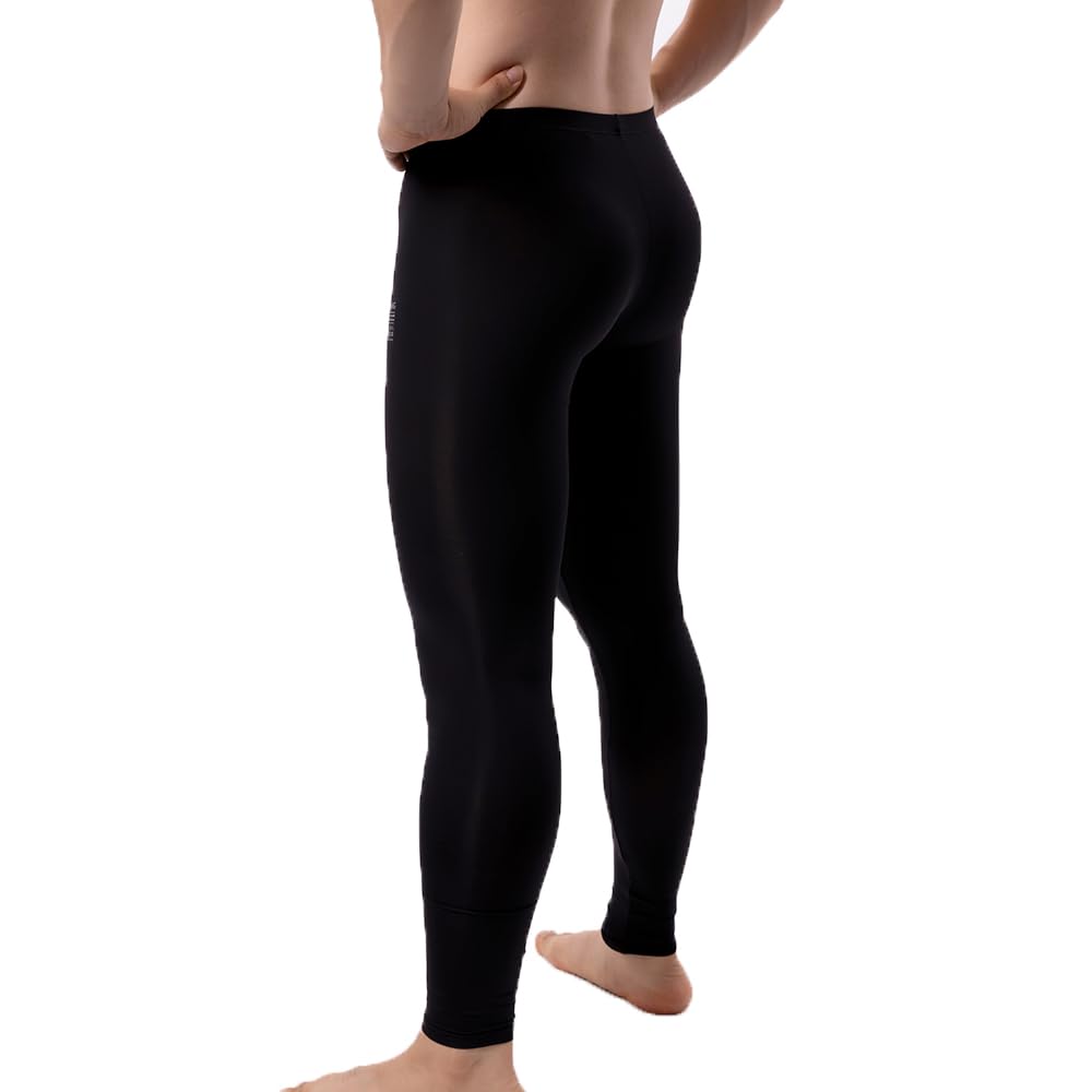 Leggings transparentes de seda de hielo para hombre, ropa interior, pantalones elásticos de tiro bajo, pantalones largos