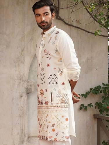 Image of Jompers Floral Embroidered and Sequins Kurtas (White, L)