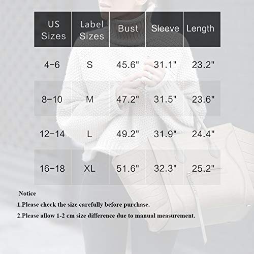 Womens Oversized Turtleneck Knit Sweaters Casual Chunky Baggy Pullover Batwing Long Sleeve Loose Tops (C-Khaki, L)