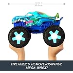 Hot Wheels Monster Trucks 1:15 Scale Mega-Wrex Alive Battery-Powered RC Vehicle with Lights & Sounds - Image 3