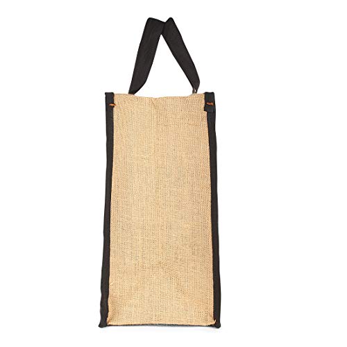 Image of DOUBLE R BAGS Laminated Jute Reusable Shopping Bags Kitchen Essentials Grocery Vegetable Lunch Carry Bag With Full Handles Multi-purpose Bag Stylish Designs Pack of 3
